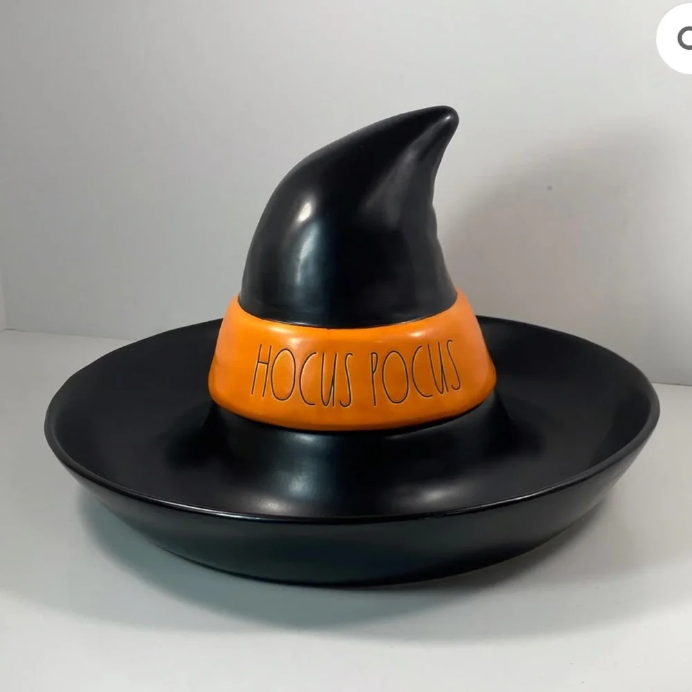Rae Dunn HOCUS POCUS Black and Orange Witch Hat Dip bowl New